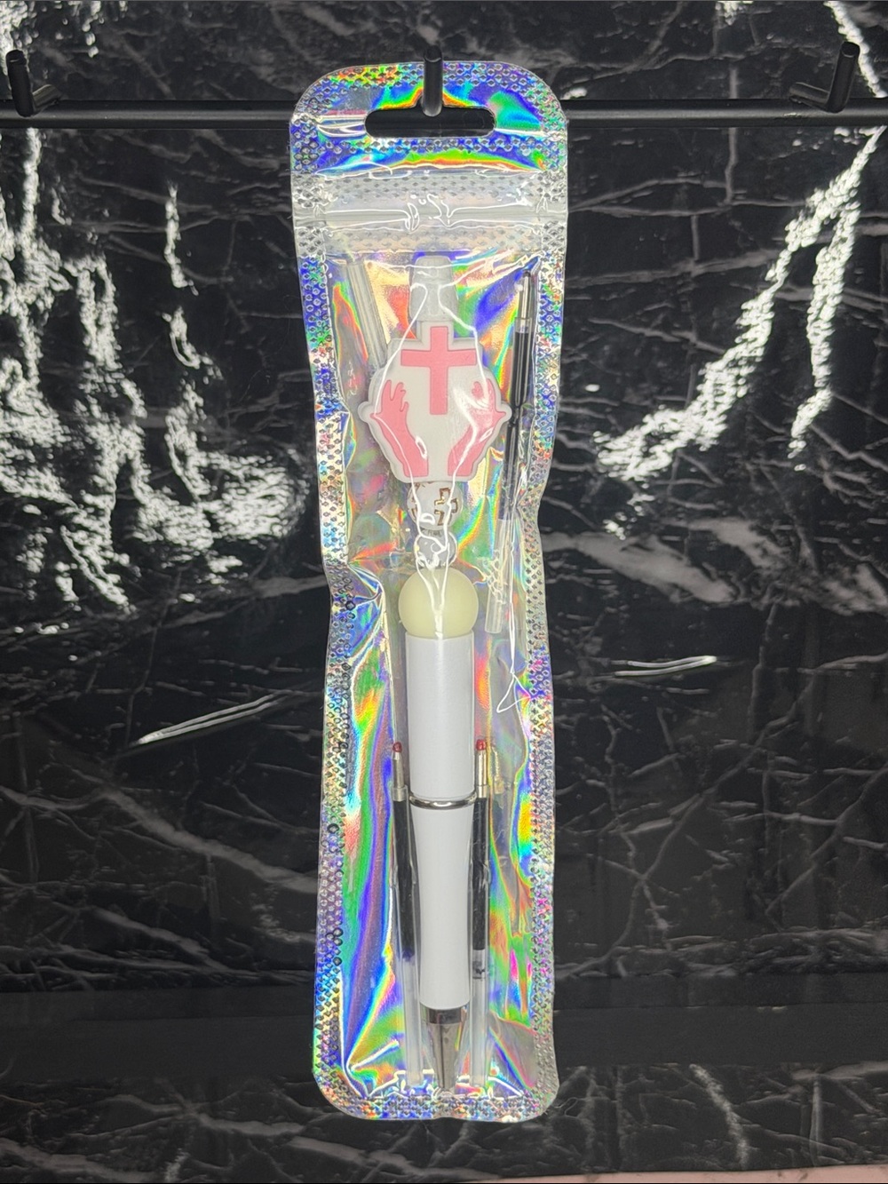 Pink Cross Focal Bead Pen
Black and Blue ink